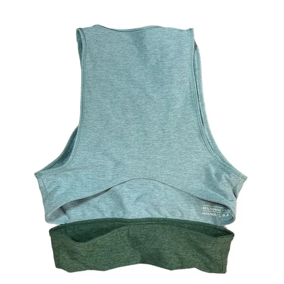 Outdoor Voices Tri Tone Slashback Crop Top Green Blue Size XS - Picture 3 of 6